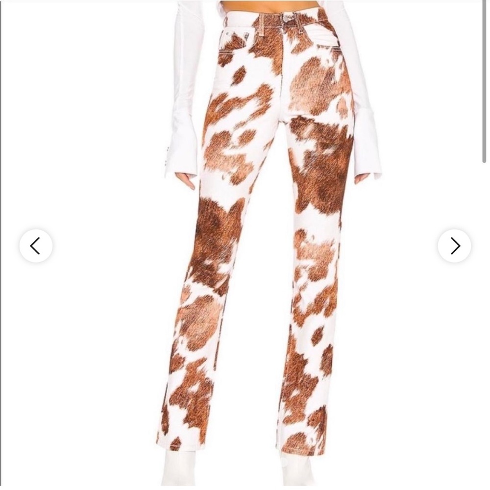 WeWoreWhat Cowhide Stiletto Slit Denim Jean